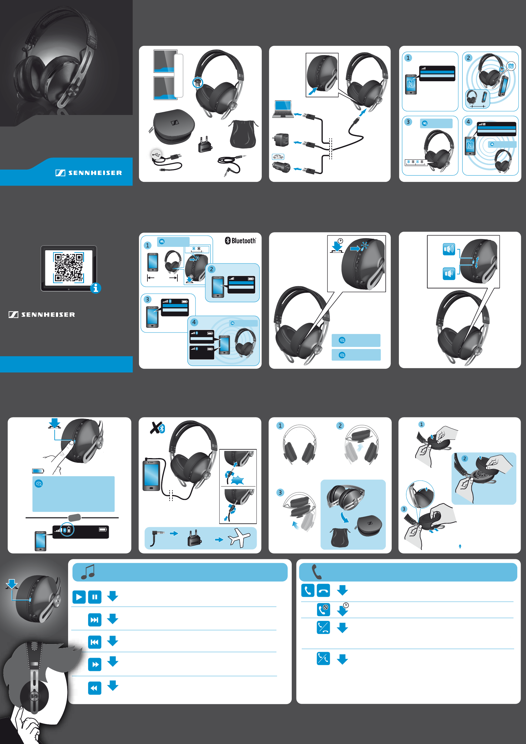 Bedienungsanleitung Sennheiser MOMENTUM Wireless - M2 AEBT (Seite 1 von 2)  (Alle Sprachen)