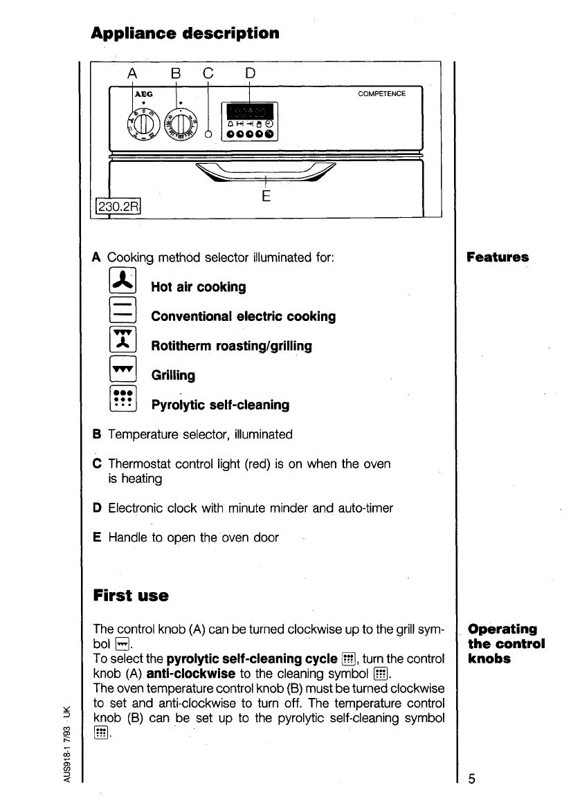 Bedienungsanleitung AEG Competence 5400 B W (Seite 5 Von 32) (Englisch)